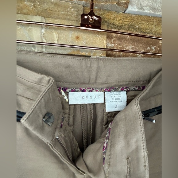 Kenar khaki slacks with faux leather pocket detail size 2 w-32 - Picture 3 of 6